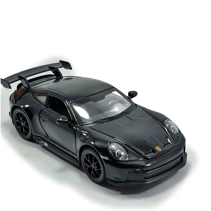 Aetron 911 GT3 1:32 diecast model in black, front three-quarter view with its rear wing