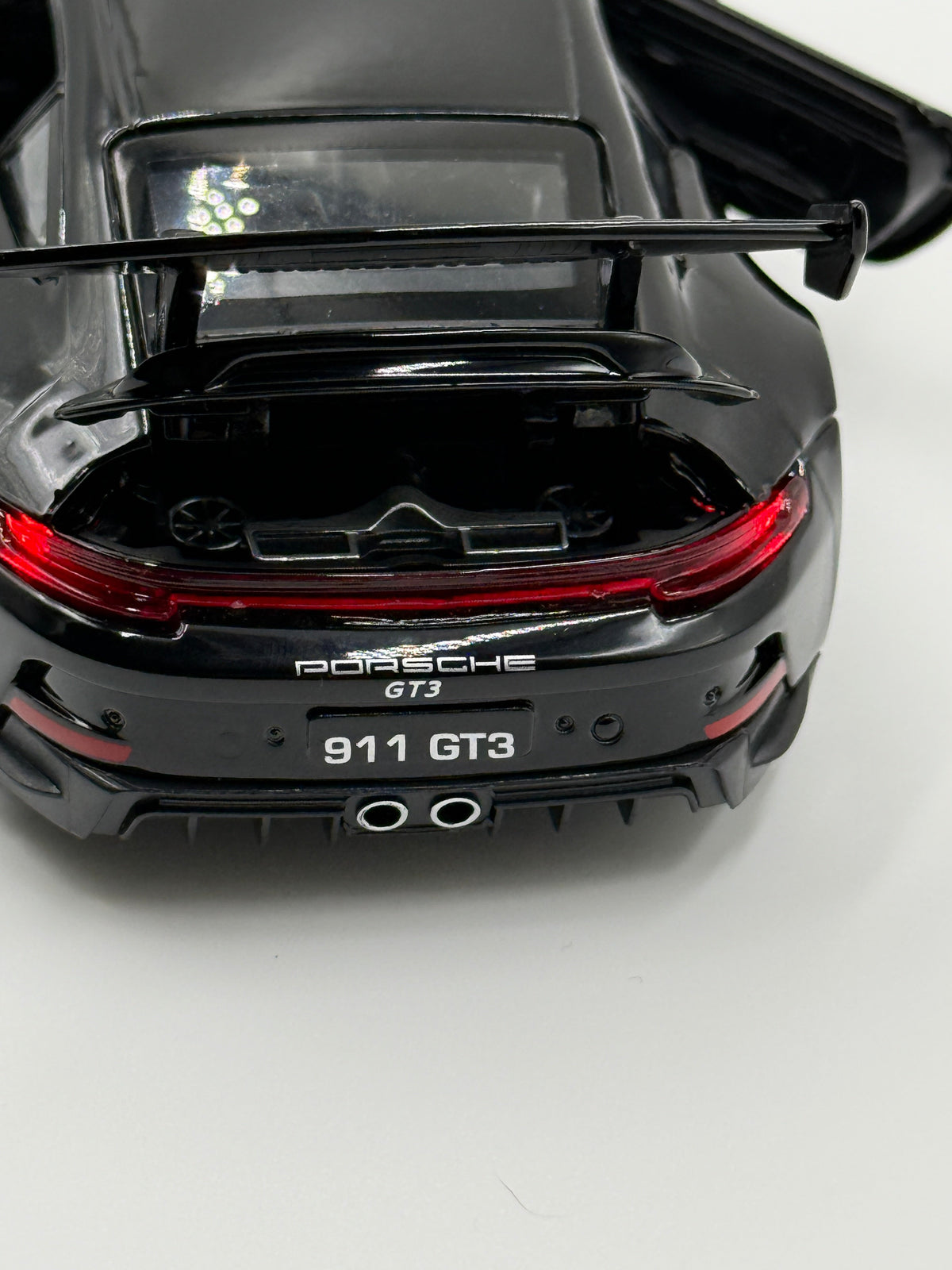 Aetron 911 GT3 1:32 diecast model, rear view with red tail-light bar