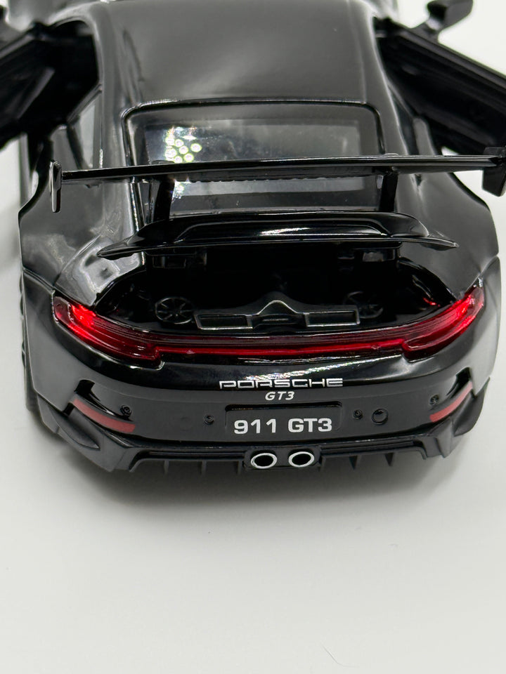Rear of the Aetron 911 GT3 1:32 pull-back diecast model in black
