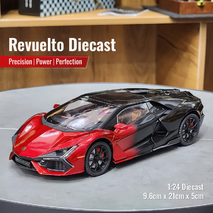 Aetron Lamborghini Revuelto 1:24 diecast model in red and black