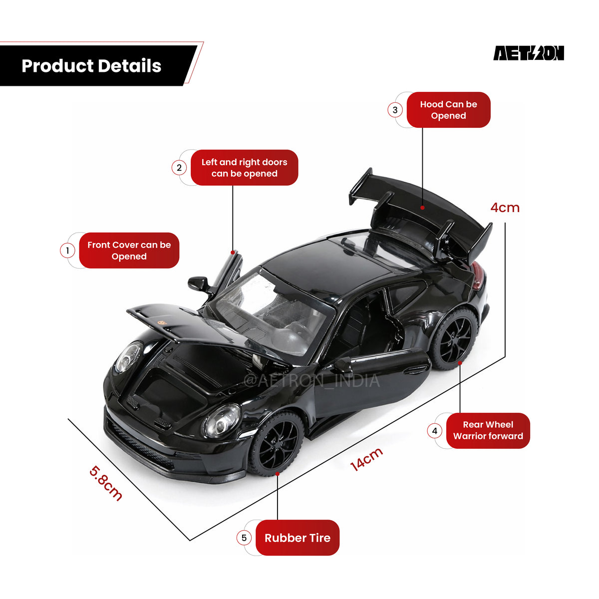 Aetron Porsche 911 GT3 1:32 Diecast Model — image 4